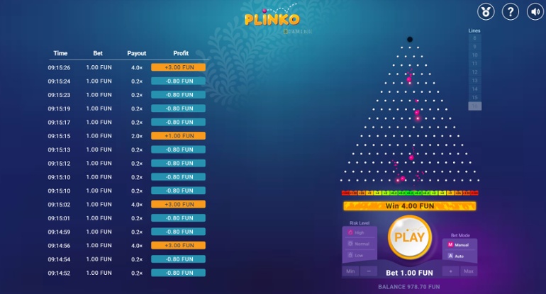 Plinko desktop view